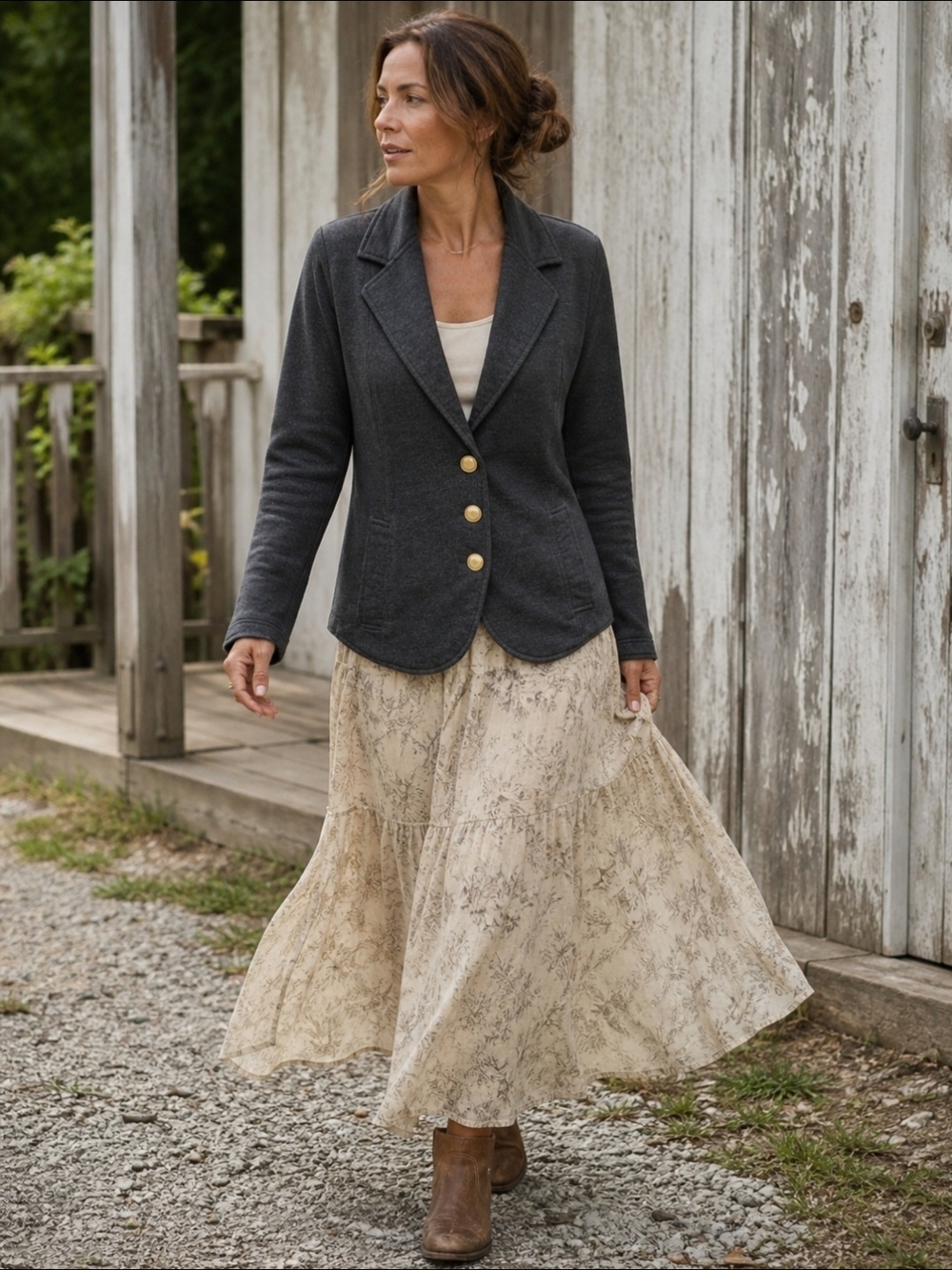 Black Knit Blazer | God Buttons | Soft Structured Casual Jacket - Picture 2 of 8